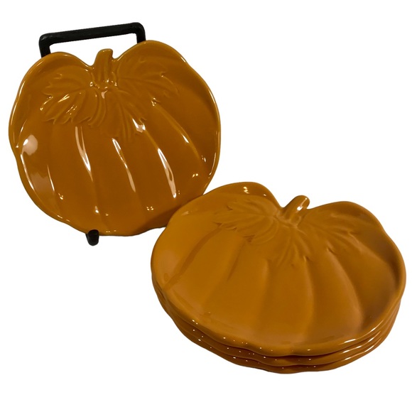 BIA International Cordon Bleu Set Of 4 Pumpkin Appetizer Canapé Snack Plates - Picture 2 of 9